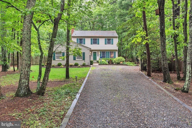 20 Laurel Dr, Tabernacle, NJ 08088 - colonial house featuring a chimney and gravel driveway