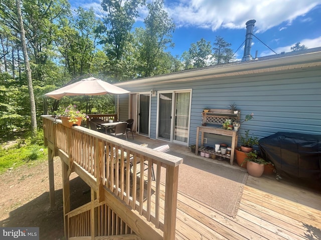 415 Rolly Rd, Mount Jackson, VA 22842 - wooden terrace with outdoor dining space