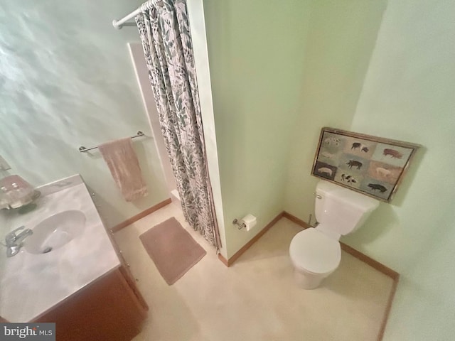 415 Rolly Rd, Mount Jackson, VA 22842 - bathroom featuring toilet, a shower with curtain, and vanity