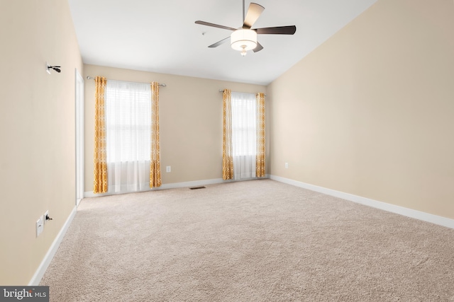 14039 Fox Hill Rd, Sparks, MD 21152 - unfurnished room with a ceiling fan, carpet, baseboards, and lofted ceiling