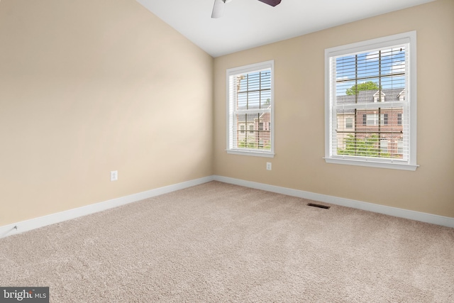 14039 Fox Hill Rd, Sparks, MD 21152 - carpeted spare room featuring ceiling fan, baseboards, and lofted ceiling