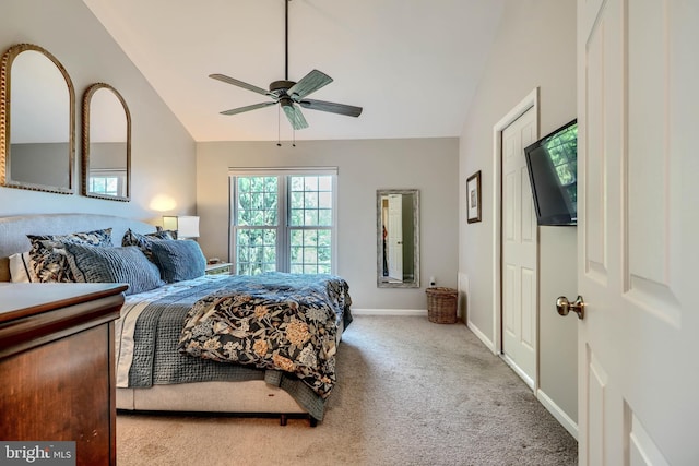 11920 Mays Chapel Rd, Lutherville Timonium, MD 21093 - bedroom featuring vaulted ceiling, multiple windows, carpet flooring, baseboards, and ceiling fan