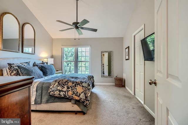 11920 Mays Chapel Rd, Lutherville Timonium, MD 21093 - bedroom featuring carpet floors, baseboards, ceiling fan, and high vaulted ceiling