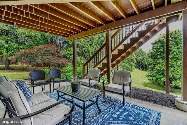 11920 Mays Chapel Rd, Lutherville Timonium, MD 21093 - view of patio / terrace featuring stairs and an outdoor living space