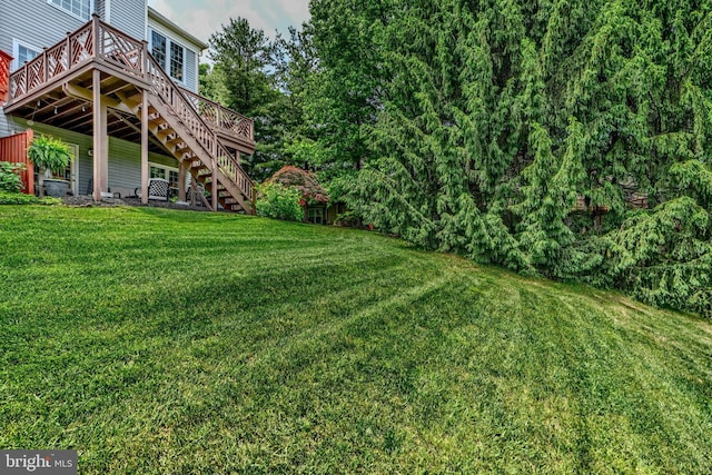 11920 Mays Chapel Rd, Lutherville Timonium, MD 21093 - view of green lawn with a deck and stairs