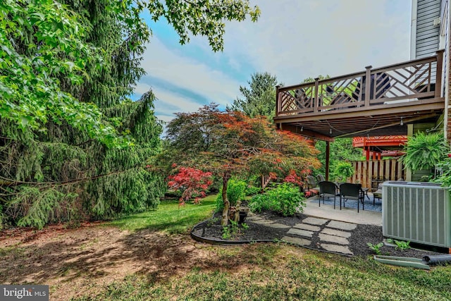 11920 Mays Chapel Rd, Lutherville Timonium, MD 21093 - view of yard with cooling unit, a patio, and a wooden deck