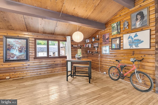 11621 Deadwood Dr, Lusby, MD 20657 - dining area with wooden ceiling and hardwood / wood-style flooring