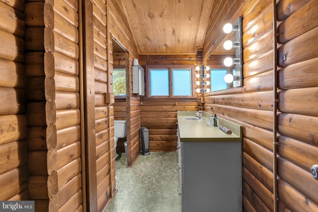 11621 Deadwood Dr, Lusby, MD 20657 - bathroom with vanity, wooden ceiling, and toilet