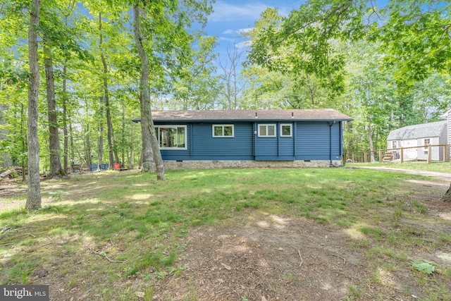 11621 Deadwood Dr, Lusby, MD 20657 - rear view of house with crawl space and roof with shingles