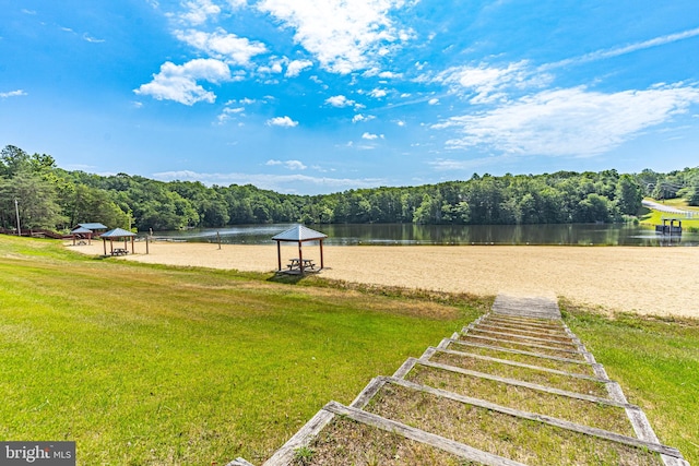 11621 Deadwood Dr, Lusby, MD 20657 - view of green lawn featuring a wooded view and a water view