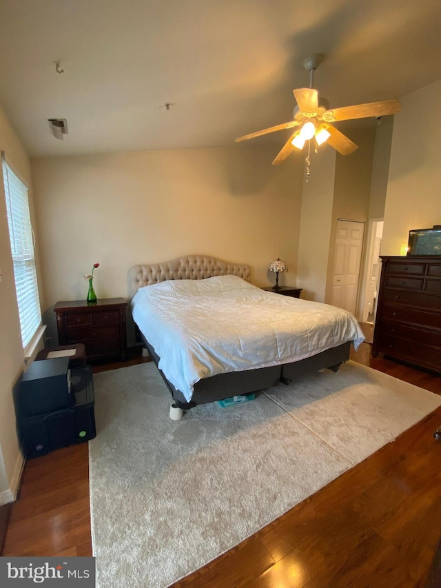 600 Moonglow Rd Unit 302, Odenton, MD 21113 - bedroom featuring wood finished floors, ceiling fan, a closet, and baseboards