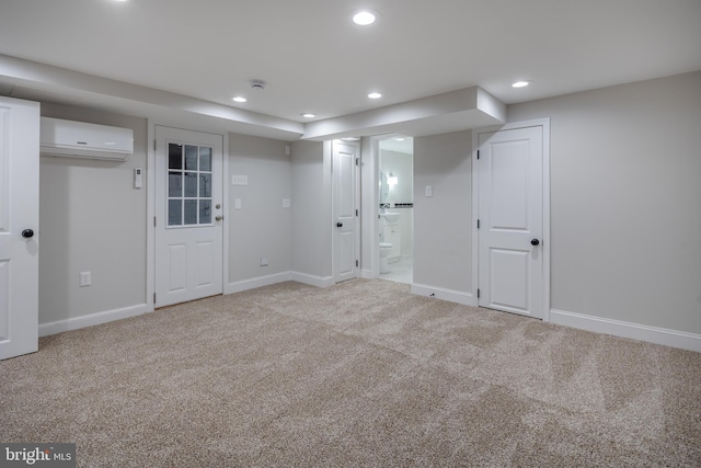 609 Eldrid Dr, Silver Spring, MD 20904 - empty room with a wall mounted AC, recessed lighting, carpet floors, and baseboards