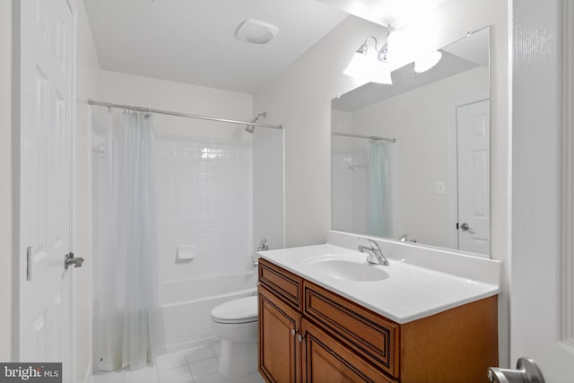 14603 Turner Wootton Pkwy, Upper Marlboro, MD 20774 - bathroom featuring vanity, shower / bath combo with shower curtain, toilet, and tile patterned flooring