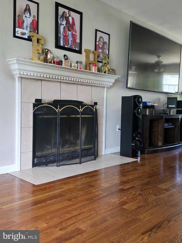 355 Leonard Ave, Hamilton, NJ 08619 - detailed view of a tiled fireplace and wood finished floors