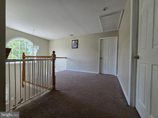 355 Leonard Ave, Hamilton, NJ 08619 - hall featuring attic access, carpet floors, and a chandelier