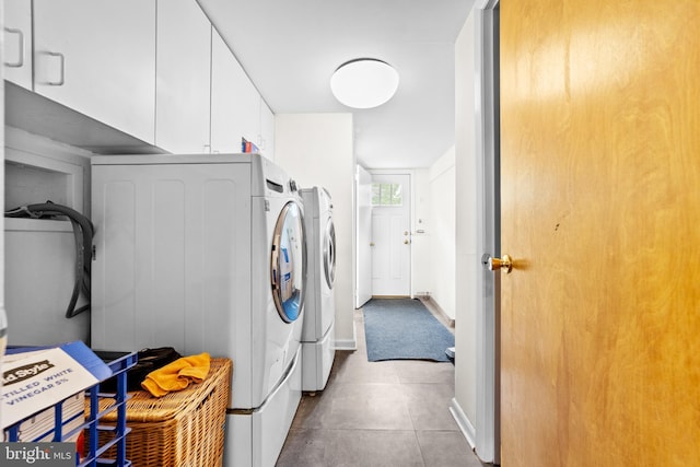 3 Vanderveer Dr, Lawrenceville, NJ 08648 - laundry area with cabinet space, washing machine and clothes dryer, tile patterned floors, and baseboards