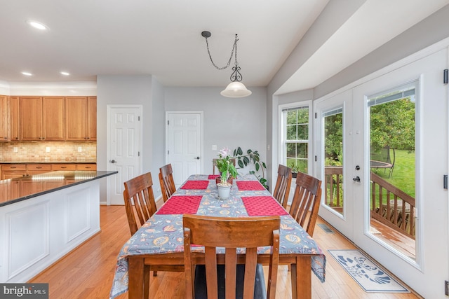 18 Basket Ct, Stafford, VA 22554 - dining room with light wood finished floors, recessed lighting, and french doors