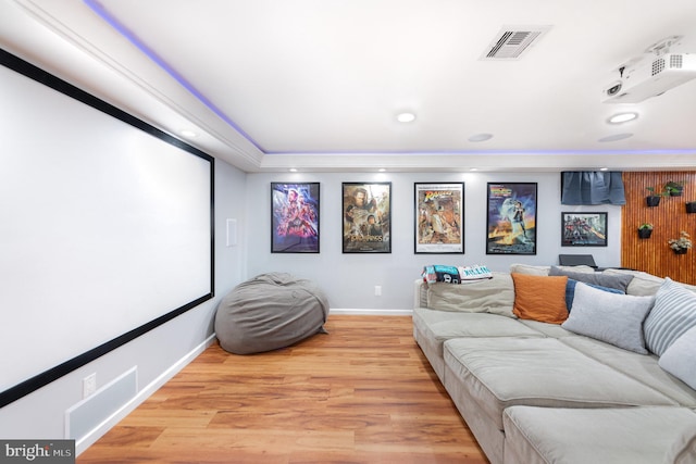18 Basket Ct, Stafford, VA 22554 - cinema room featuring baseboards, light wood-style flooring, and recessed lighting