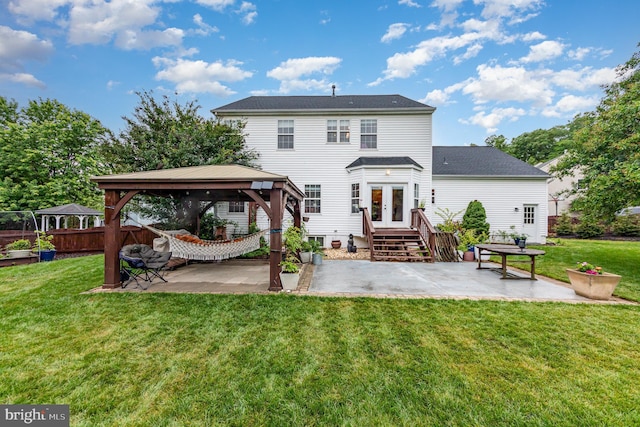 18 Basket Ct, Stafford, VA 22554 - rear view of house featuring a gazebo, french doors, a patio area, and a lawn