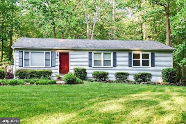 36915 W Lakeland Dr, Mechanicsville, MD 20659 - ranch-style house featuring a front yard and a chimney