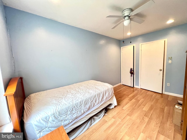 9939 Wingtip Rd, Philadelphia, PA 19115 - bedroom featuring light wood finished floors, baseboards, ceiling fan, and recessed lighting