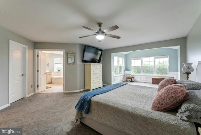 43268 Heavenly Cir, Leesburg, VA 20176 - bedroom with carpet, ensuite bath, ceiling fan, and baseboards