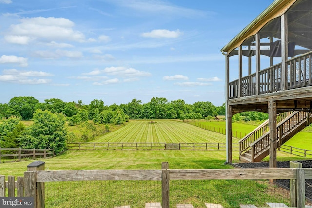 43268 Heavenly Cir, Leesburg, VA 20176 - view of yard featuring a rural view, stairs, and a wooden deck