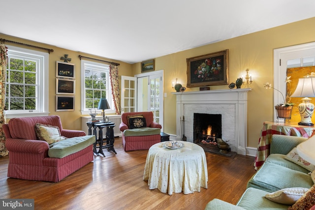60 Old Eagle School Rd, Wayne, PA 19087 - living room featuring a fireplace and wood finished floors