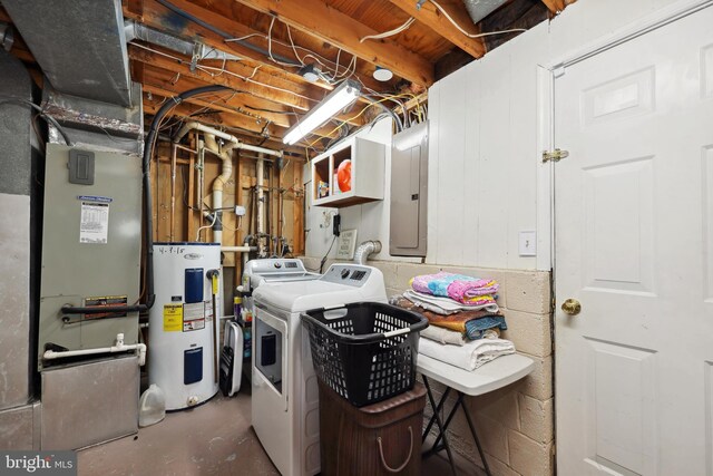 7913 Fitzroy St, Alexandria, VA 22309 - washroom with electric water heater, washing machine and clothes dryer, and electric panel