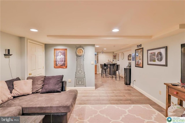 113 S Fairview St, Macungie, PA 18062 - living room featuring recessed lighting, baseboards, and light tile patterned floors