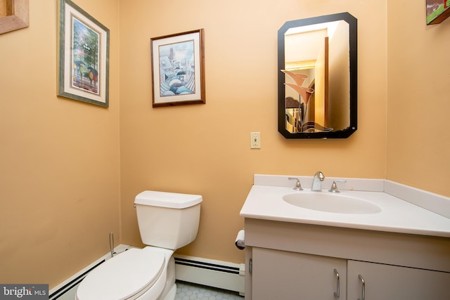 130 Bellmawr Ave, Haddon Heights, NJ 08035 - bathroom with a baseboard radiator, vanity, and toilet