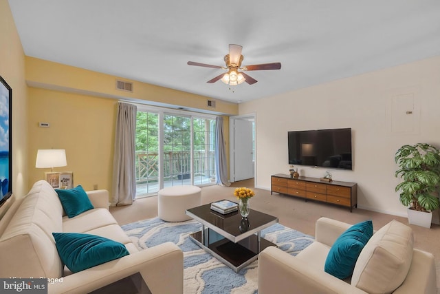 4078 Rose Bud Ct, Edinburg, VA 22824 - carpeted living area featuring ceiling fan, electric panel, and baseboards