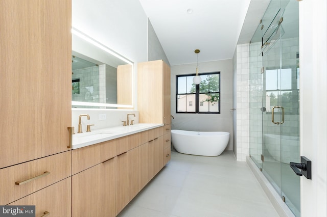 918 Ethan Allen Rd, Berwyn, PA 19312 - full bathroom with a freestanding tub, a stall shower, and double vanity