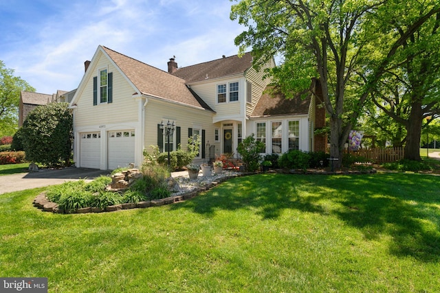 43971 Urbancrest Ct, Ashburn, VA 20147 - view of front facade with an attached garage, driveway, a chimney, and roof with shingles