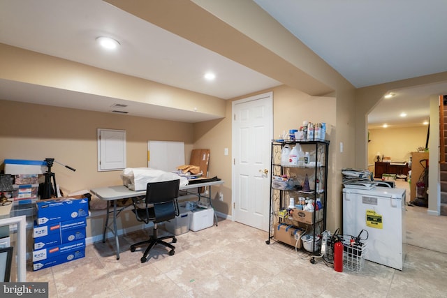 43971 Urbancrest Ct, Ashburn, VA 20147 - home office with recessed lighting and baseboards