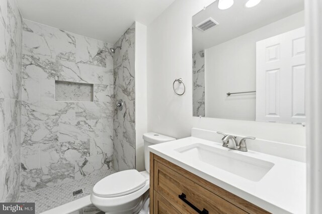 13929 Carthage Cir, Burtonsville, MD 20866 - bathroom with vanity, a marble finish shower, and toilet