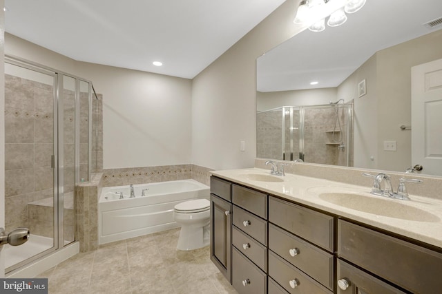 43469 Town Gate Sq, Chantilly, VA 20152 - full bathroom with a bath, a shower stall, double vanity, and toilet