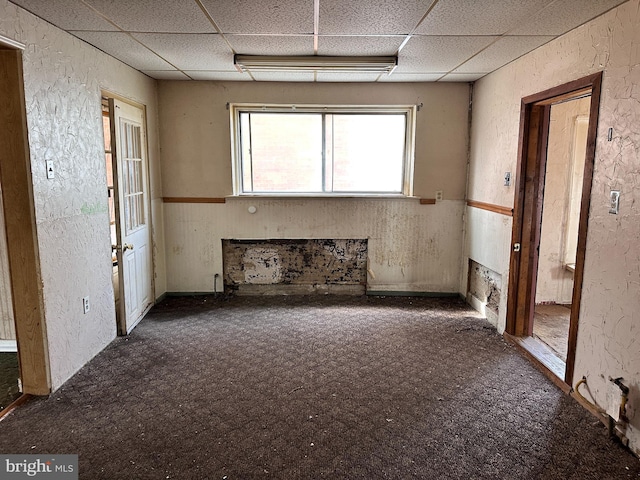 5247 Lincoln Hwy W, Thomasville, PA 17364 - unfurnished living room with a drop ceiling, a textured wall, and carpet