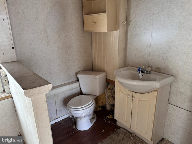 5247 Lincoln Hwy W, Thomasville, PA 17364 - bathroom featuring toilet, wood finished floors, and vanity