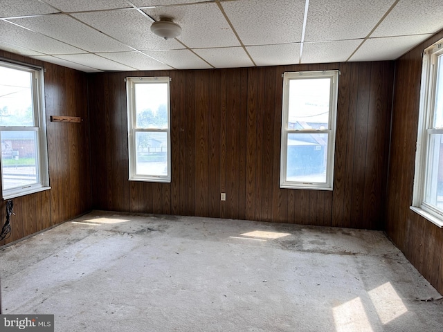 5247 Lincoln Hwy W, Thomasville, PA 17364 - spare room with wooden walls, a paneled ceiling, and carpet floors