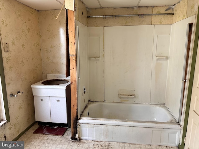 5247 Lincoln Hwy W, Thomasville, PA 17364 - bathroom with wallpapered walls, tile patterned floors, and tub / shower combination