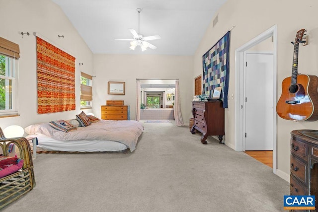 213 Turkey Ridge Rd, Charlottesville, VA 22903 - carpeted bedroom with lofted ceiling and a ceiling fan
