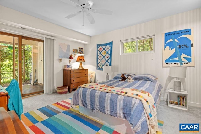 213 Turkey Ridge Rd, Charlottesville, VA 22903 - carpeted bedroom featuring access to outside and a ceiling fan