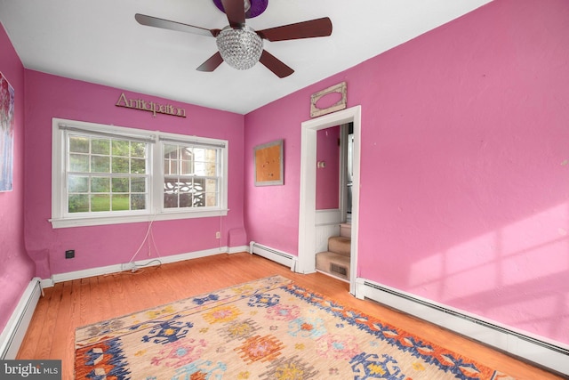 1107 Kenmore Ave, Fredericksburg, VA 22401 - unfurnished room featuring a baseboard heating unit, wood finished floors, and ceiling fan