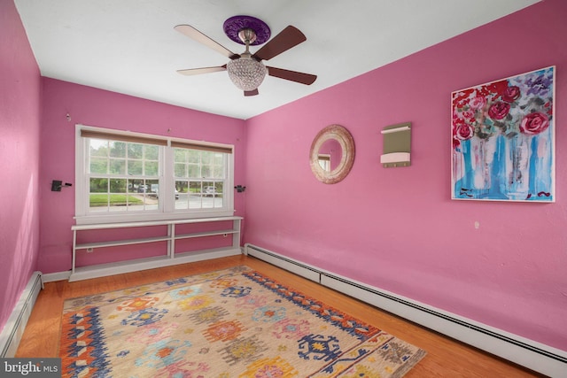 1107 Kenmore Ave, Fredericksburg, VA 22401 - unfurnished room with a baseboard radiator, a ceiling fan, wood finished floors, and baseboards