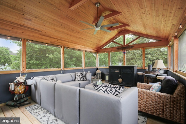 1107 Kenmore Ave, Fredericksburg, VA 22401 - living room with wooden ceiling, hardwood / wood-style flooring, ceiling fan, and lofted ceiling