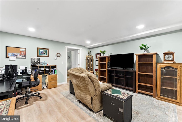 11 White Oak Dr, West Grove, PA 19390 - living area with a desk, wood finished floors, recessed lighting, and baseboards