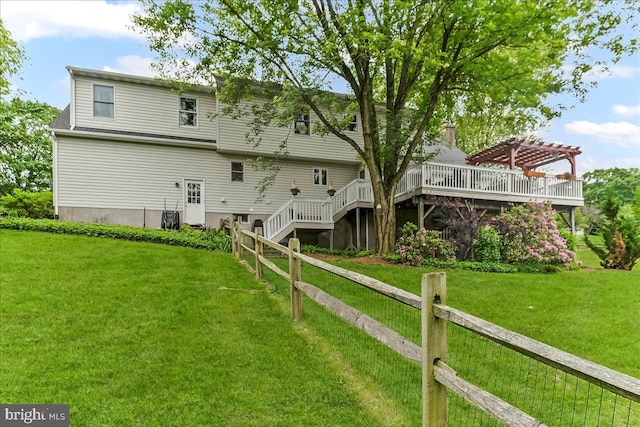 11 White Oak Dr, West Grove, PA 19390 - rear view of property with a pergola, a deck, and stairway