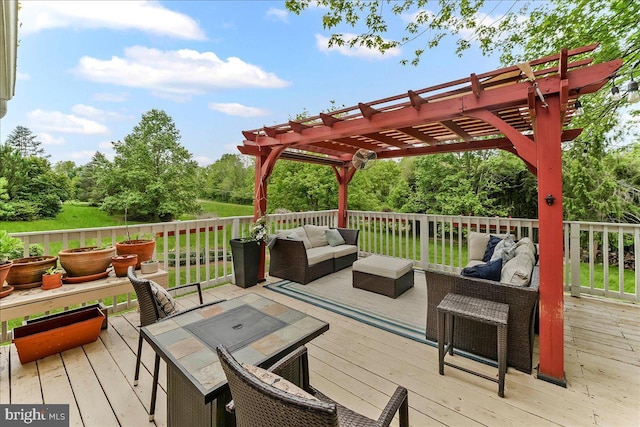 11 White Oak Dr, West Grove, PA 19390 - wooden deck with an outdoor living space and a pergola