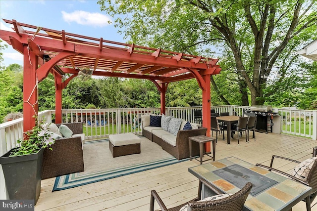 11 White Oak Dr, West Grove, PA 19390 - deck with an outdoor living space, outdoor dining area, a pergola, and area for grilling